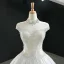 Luxus / Herrlich Weiß Hochzeits Brautkleider / Hochzeitskleider 2020 Ballkleid Durchsichtige Stehkragen Ärmellos Rückenfreies Handgefertigt Perlenstickerei Glanz Tülle Kapelle-Schleppe Rüschen