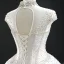 Luxus / Herrlich Weiß Hochzeits Brautkleider / Hochzeitskleider 2020 Ballkleid Durchsichtige Stehkragen Ärmellos Rückenfreies Handgefertigt Perlenstickerei Glanz Tülle Kapelle-Schleppe Rüschen