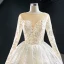 Best Ivory Outdoor / Garden Wedding Dresses 2020 Ball Gown See-through Scoop Neck Long Sleeve Backless Appliques Lace Floor-Length / Long Ruffle