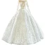 Best Ivory Outdoor / Garden Wedding Dresses 2020 Ball Gown See-through Scoop Neck Long Sleeve Backless Appliques Lace Floor-Length / Long Ruffle