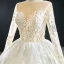 Best Ivory Outdoor / Garden Wedding Dresses 2020 Ball Gown See-through Scoop Neck Long Sleeve Backless Appliques Lace Floor-Length / Long Ruffle