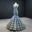 Fabulous Ocean Blue Sage Green Red Carpet Evening Dresses  2020 Trumpet / Mermaid See-through Deep V-Neck Sleeveless Floor-Length / Long Ruffle Backless Formal Dresses