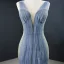 Fabulous Ocean Blue Sage Green Red Carpet Evening Dresses  2020 Trumpet / Mermaid See-through Deep V-Neck Sleeveless Floor-Length / Long Ruffle Backless Formal Dresses