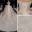 Luxury / Gorgeous Champagne Bridal Wedding Dresses 2020 Ball Gown Off-The-Shoulder Short Sleeve Backless Beading Appliques Sequins Glitter Tulle Cathedral Train Ruffle