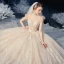 Vintage Champagner Hochzeits Brautkleider / Hochzeitskleider 2020 Ballkleid Durchsichtige Stehkragen Ärmellos Rückenfreies Applikationen Spitze Pailletten Perlenstickerei Glanz Tülle Kapelle-Schleppe Rüschen