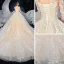 Romantic Champagne Bridal Wedding Dresses 2020 Ball Gown See-through Scoop Neck 1/2 Sleeves Backless Appliques Lace Beading Chapel Train Ruffle