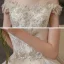 Affordable Ivory Bridal Wedding Dresses 2020 Ball Gown Off-The-Shoulder Short Sleeve Backless Appliques Lace Beading Floor-Length / Long Ruffle