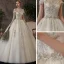 Affordable Ivory Bridal Wedding Dresses 2020 Ball Gown Off-The-Shoulder Short Sleeve Backless Appliques Lace Beading Floor-Length / Long Ruffle