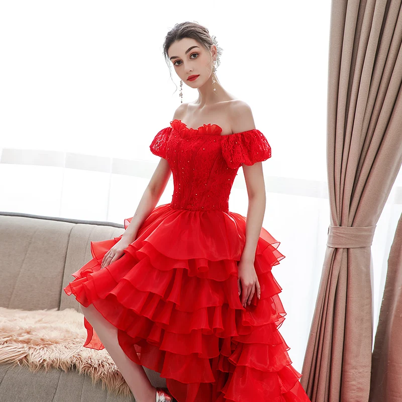 open lace back dress Red Silver Beaded Mermaid Sleeveless Long Mermaid Prom Dresses main image 1