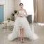 Affordable Ivory Bridal Wedding Dresses 2020 Ball Gown Strapless Sleeveless Backless Appliques Lace Beading Asymmetrical Ruffle