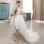 Affordable Ivory Beach Summer Wedding Dresses 2020 Ball Gown Off-The-Shoulder Puffy Short Sleeve Backless Asymmetrical Cascading Ruffles
