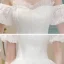Affordable Ivory Beach Summer Wedding Dresses 2020 Ball Gown Off-The-Shoulder Puffy Short Sleeve Backless Asymmetrical Cascading Ruffles
