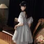 Chic / Belle Gris Robe De Cocktail 2020 Princesse Transparentes Encolure Dégagée Manches Courtes Paillettes Perlage Mi-Longues Volants Dos Nu Robe De Ceremonie