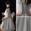 Chic / Belle Gris Robe De Cocktail 2020 Princesse Transparentes Encolure Dégagée Manches Courtes Paillettes Perlage Mi-Longues Volants Dos Nu Robe De Ceremonie