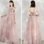 Elegant Blushing Pink Evening Dresses  2020 A-Line / Princess Strapless Sleeveless Butterfly Appliques Lace Glitter Tulle Floor-Length / Long Formal Dresses