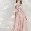 Elegant Blushing Pink Evening Dresses  2020 A-Line / Princess Strapless Sleeveless Butterfly Appliques Lace Glitter Tulle Floor-Length / Long Formal Dresses