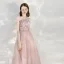 Elegant Blushing Pink Evening Dresses  2020 A-Line / Princess Strapless Sleeveless Butterfly Appliques Lace Glitter Tulle Floor-Length / Long Formal Dresses
