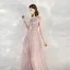 Elegant Blushing Pink Evening Dresses  2020 A-Line / Princess Strapless Sleeveless Butterfly Appliques Lace Glitter Tulle Floor-Length / Long Formal Dresses