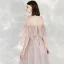 Elegant Champagne Evening Dresses  2020 A-Line / Princess Spaghetti Straps Short Sleeve Appliques Flower Beading Pearl Glitter Tulle Floor-Length / Long Ruffle Backless Formal Dresses