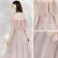Elegant Champagne Evening Dresses  2020 A-Line / Princess Spaghetti Straps Short Sleeve Appliques Flower Beading Pearl Glitter Tulle Floor-Length / Long Ruffle Backless Formal Dresses