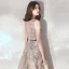 Élégant Champagne Robe De Soirée 2020 Princesse Transparentes Encolure Dégagée Sans Manches Ceinture Appliques En Dentelle Paillettes Train De Balayage Volants Dos Nu Robe De Ceremonie