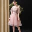 Schöne Pearl Rosa Heimkehr Abiballkleider 2020 A Linie Off Shoulder Geschwollenes Kurze Ärmel Perlenstickerei Pailletten Kurze Rüschen Rückenfreies Festliche Kleider