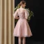 Schöne Pearl Rosa Heimkehr Abiballkleider 2020 A Linie Off Shoulder Geschwollenes Kurze Ärmel Perlenstickerei Pailletten Kurze Rüschen Rückenfreies Festliche Kleider