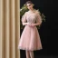 Schöne Pearl Rosa Heimkehr Abiballkleider 2020 A Linie Off Shoulder Geschwollenes Kurze Ärmel Perlenstickerei Pailletten Kurze Rüschen Rückenfreies Festliche Kleider