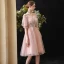 Schöne Pearl Rosa Heimkehr Abiballkleider 2020 A Linie Off Shoulder Geschwollenes Kurze Ärmel Perlenstickerei Pailletten Kurze Rüschen Rückenfreies Festliche Kleider
