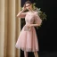 Schöne Pearl Rosa Heimkehr Abiballkleider 2020 A Linie Off Shoulder Geschwollenes Kurze Ärmel Perlenstickerei Pailletten Kurze Rüschen Rückenfreies Festliche Kleider