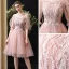 Schöne Pearl Rosa Heimkehr Abiballkleider 2020 A Linie Off Shoulder Geschwollenes Kurze Ärmel Perlenstickerei Pailletten Kurze Rüschen Rückenfreies Festliche Kleider