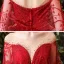 Chic / Belle Bordeaux de retour Robe De Graduation Avec Châle 2020 Princesse Transparentes Encolure Carrée Sans Manches Appliques En Dentelle Faux Diamant Thé Longueur Volants Dos Nu Robe De Ceremonie