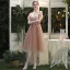 Affordable Brown Bridesmaid Dresses 2020 A-Line / Princess Backless Appliques Lace Tea-length Ruffle