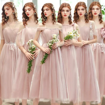 Prisvärd Rodnande Rosa Tärnklänningar 2020 Prinsessa Halterneck Appliqués Spets Te Längd Ruffle