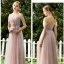Affordable Blushing Pink Bridesmaid Dresses 2020 A-Line / Princess Backless Appliques Lace Tea-length Ruffle