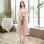 Affordable Blushing Pink Bridesmaid Dresses 2020 A-Line / Princess Backless Appliques Lace Tea-length Ruffle