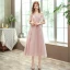 Affordable Blushing Pink Bridesmaid Dresses 2020 A-Line / Princess Backless Appliques Lace Tea-length Ruffle