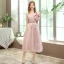 Affordable Blushing Pink Bridesmaid Dresses 2020 A-Line / Princess Backless Appliques Lace Tea-length Ruffle