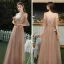 Élégant Marron Robe Demoiselle D'honneur 2020 Princesse Dos Nu Appliques En Dentelle Longue Volants