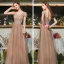 Élégant Marron Robe Demoiselle D'honneur 2020 Princesse Dos Nu Appliques En Dentelle Longue Volants