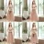 Affordable Champagne Bridesmaid Dresses 2020 A-Line / Princess Backless Appliques Lace Sash Tea-length Ruffle