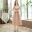 Affordable Champagne Bridesmaid Dresses 2020 A-Line / Princess Backless Appliques Lace Sash Tea-length Ruffle
