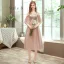Affordable Champagne Bridesmaid Dresses 2020 A-Line / Princess Backless Appliques Lace Sash Tea-length Ruffle