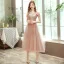 Affordable Champagne Bridesmaid Dresses 2020 A-Line / Princess Backless Appliques Lace Sash Tea-length Ruffle