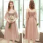 Affordable Champagne Bridesmaid Dresses 2020 A-Line / Princess Backless Appliques Lace Sash Tea-length Ruffle