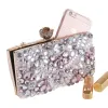 Chic / Beautiful Blushing Pink Square Clutch Bags 2020 Metal Pearl Rhinestone