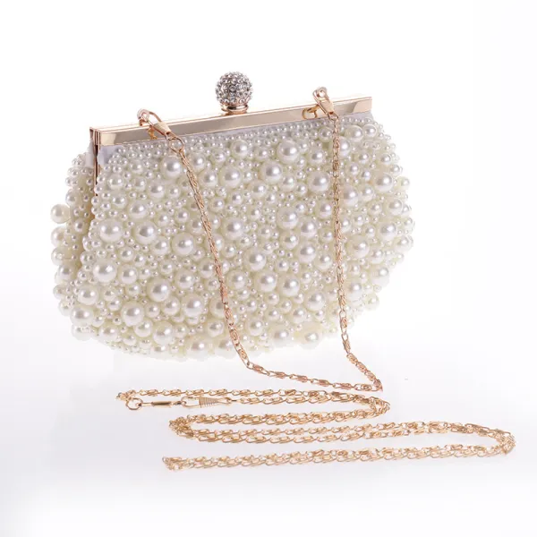 Chic / Beautiful Ivory Pearl Wedding Clutch Bags 2020