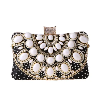 Chic Beautiful Black Beading Square Clutch Bags 2020