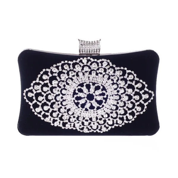 Classic Gold Velour Square Clutch Bags 2020 Metal Rhinestone