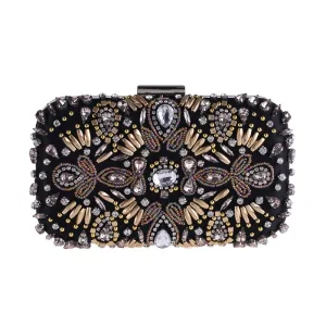 Moda Czarne Kwadratowe Kopertówki 2020 Metal Frezowanie Rhinestone